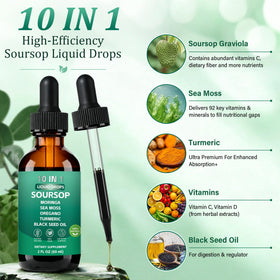 YJOO Gouttes Liquides Bitters Soursop 10-en-1 60 ml étiquette