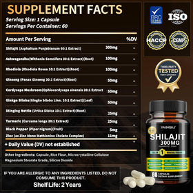 YMINGKJ Compléments Alimentaires Shilajit 10 en 1 emballage