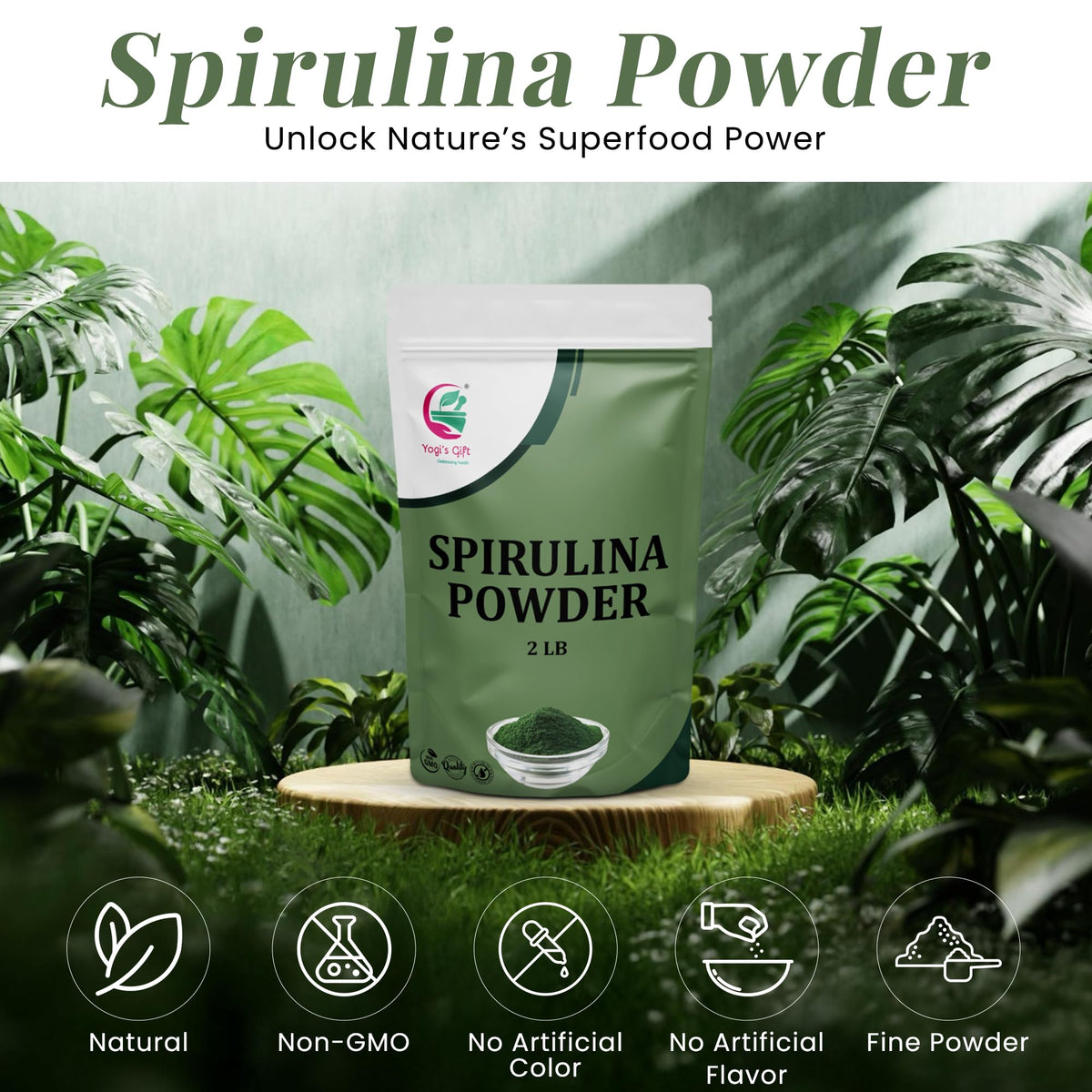 YOGI’S GIFT Poudre de Spiruline 921 g vue arrière avec informations nutritionnelles