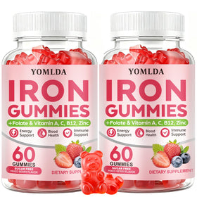 YOMLDA gummies de fer végétales 120 unités, pot avec couvercle