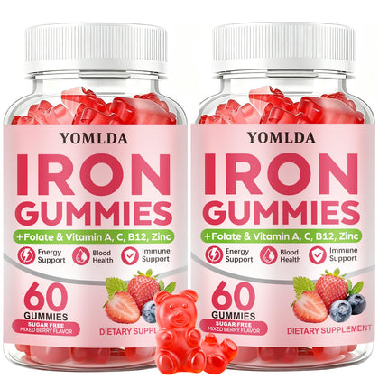 YOMLDA gummies de fer végétales 120 unités, pot avec couvercle