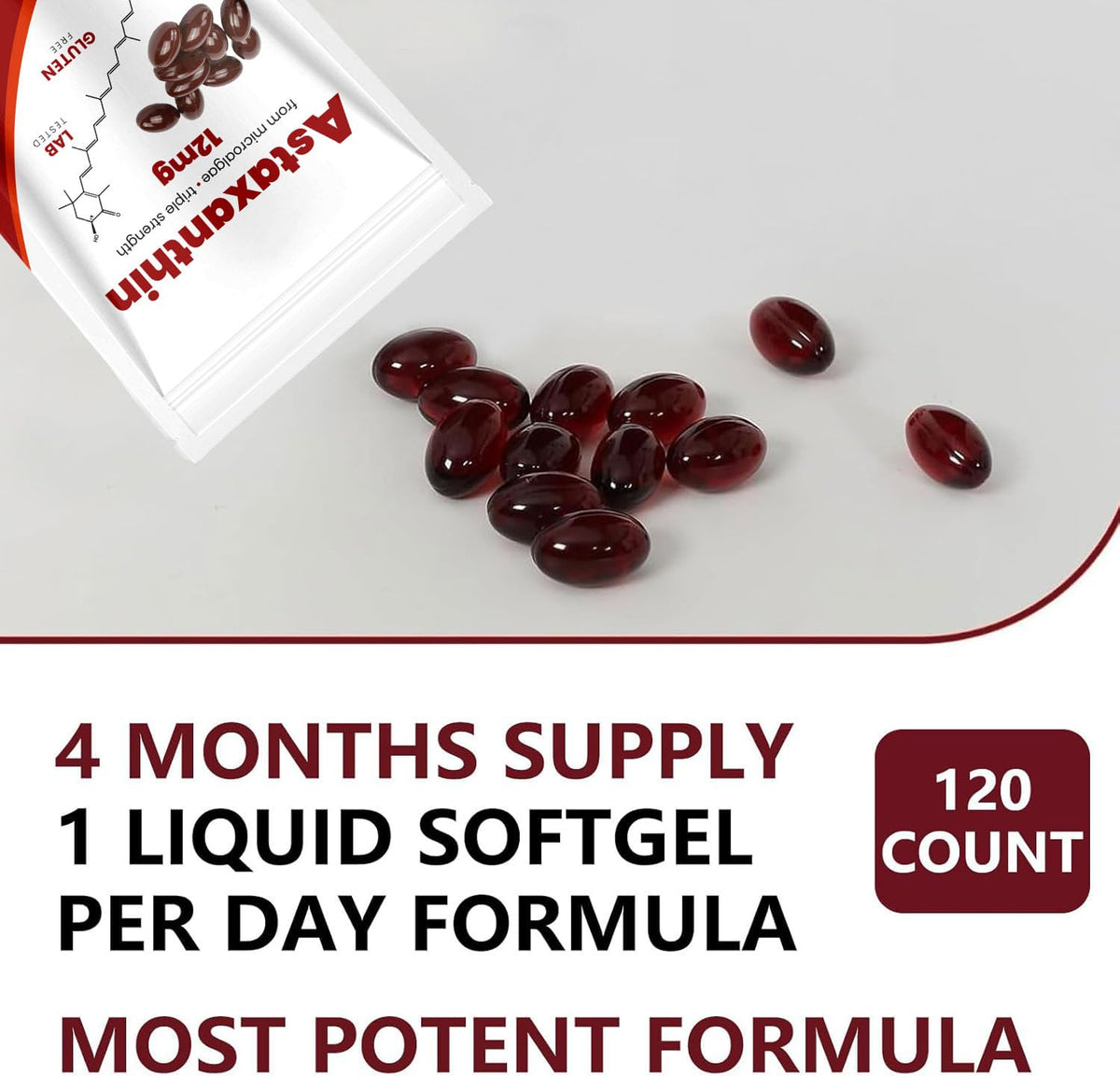 Yoqpoe Astaxanthin 12mg gélules molles, côté