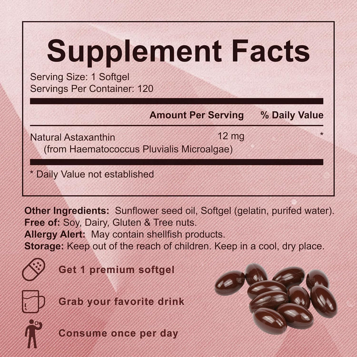 Yoqpoe Astaxanthin 12mg gélules molles, environnement de prise