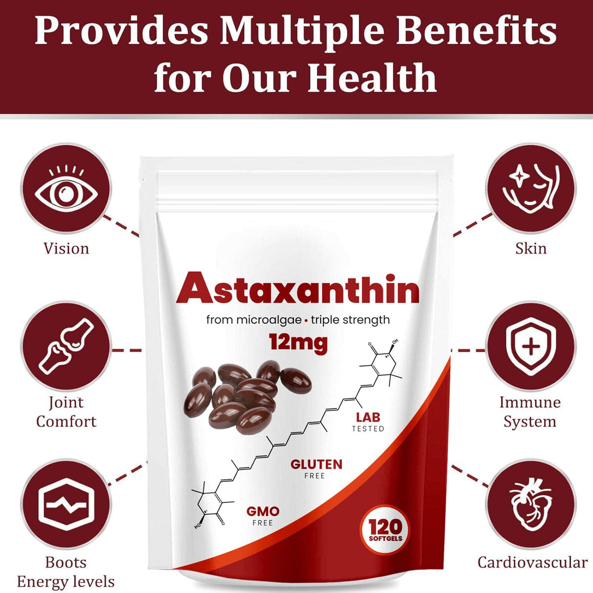 Yoqpoe Astaxanthin 12mg gélules molles, vue arrière