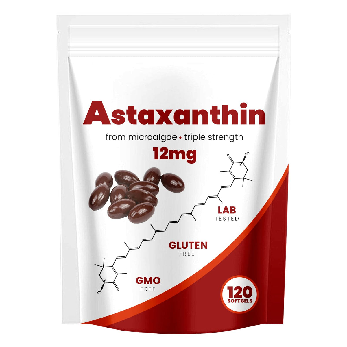 Yoqpoe Astaxanthin 12mg gélules molles, vue avant