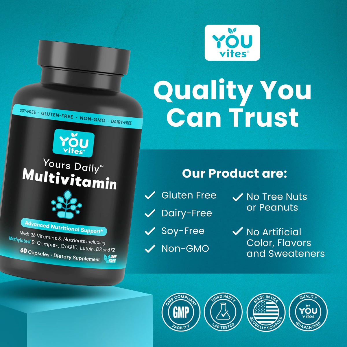 You Vites Multivitamine Méthylée 60 Capsules - Capsules sur une surface blanche