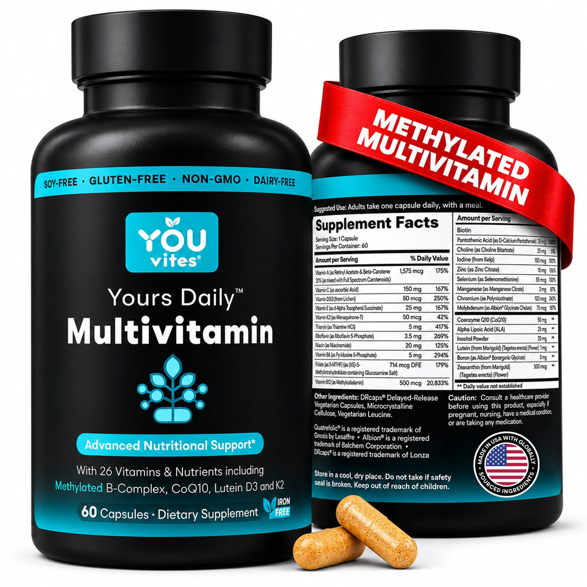You Vites Multivitamine Méthylée 60 Capsules - Vue de face
