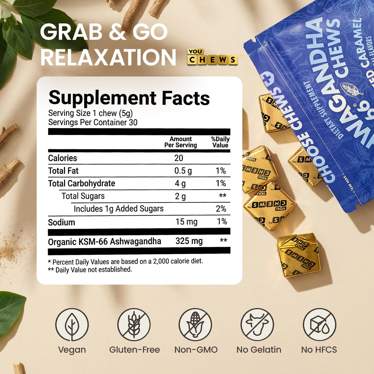 YouChews Gummies Ashwagandha KSM-66 325mg en utilisation