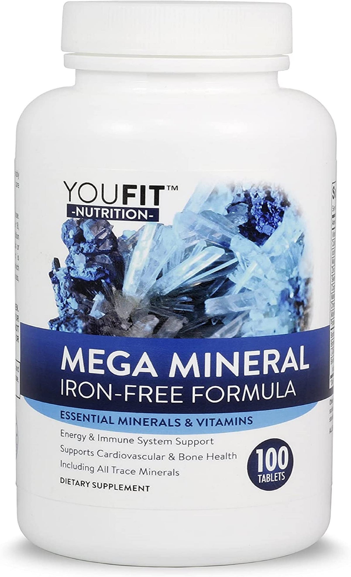 YouFit Nutrition Mega Minerals 1000mg Calcium 500mg Magnésium devant