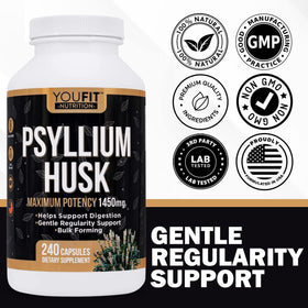 YouFit Nutrition Psyllium capsules in hand for scale