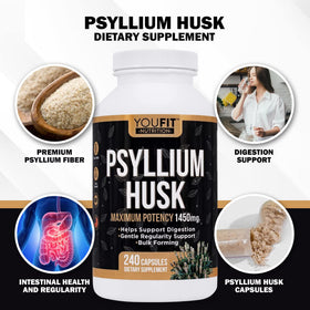 YouFit Nutrition Psyllium capsules side view showing size