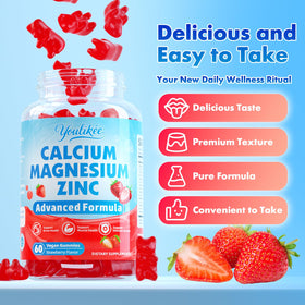 Youlikee Gummies Calcium Magnésium Zinc 1000mg D3 sur une table