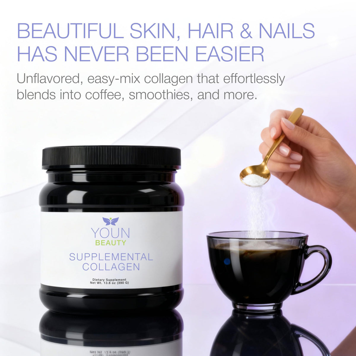 YOUN Beauty Poudre de Collagène emballage et contenu