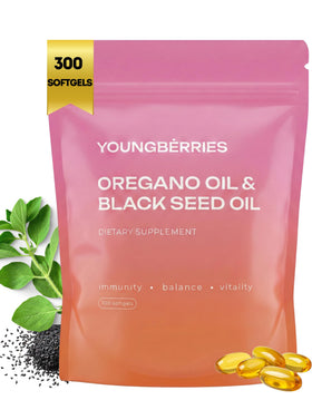 YOUNGBERRIES Huile d'Origan et Graines Noires gélules en vue de face