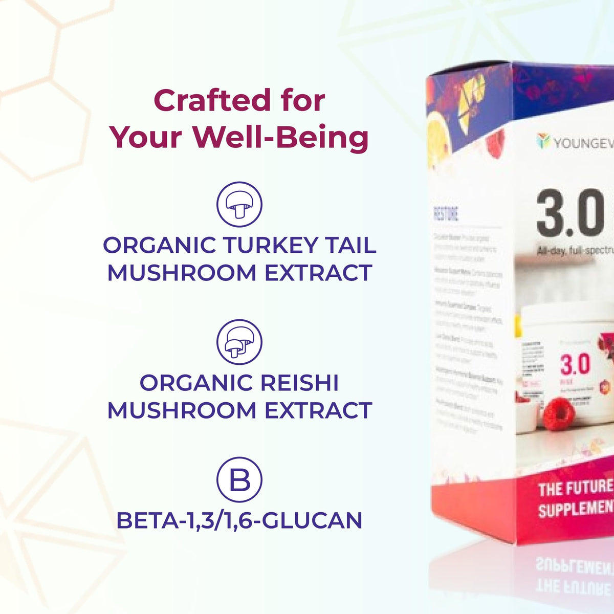 Youngevity 3.0 Rise & Restore 640g étiquette détaillée