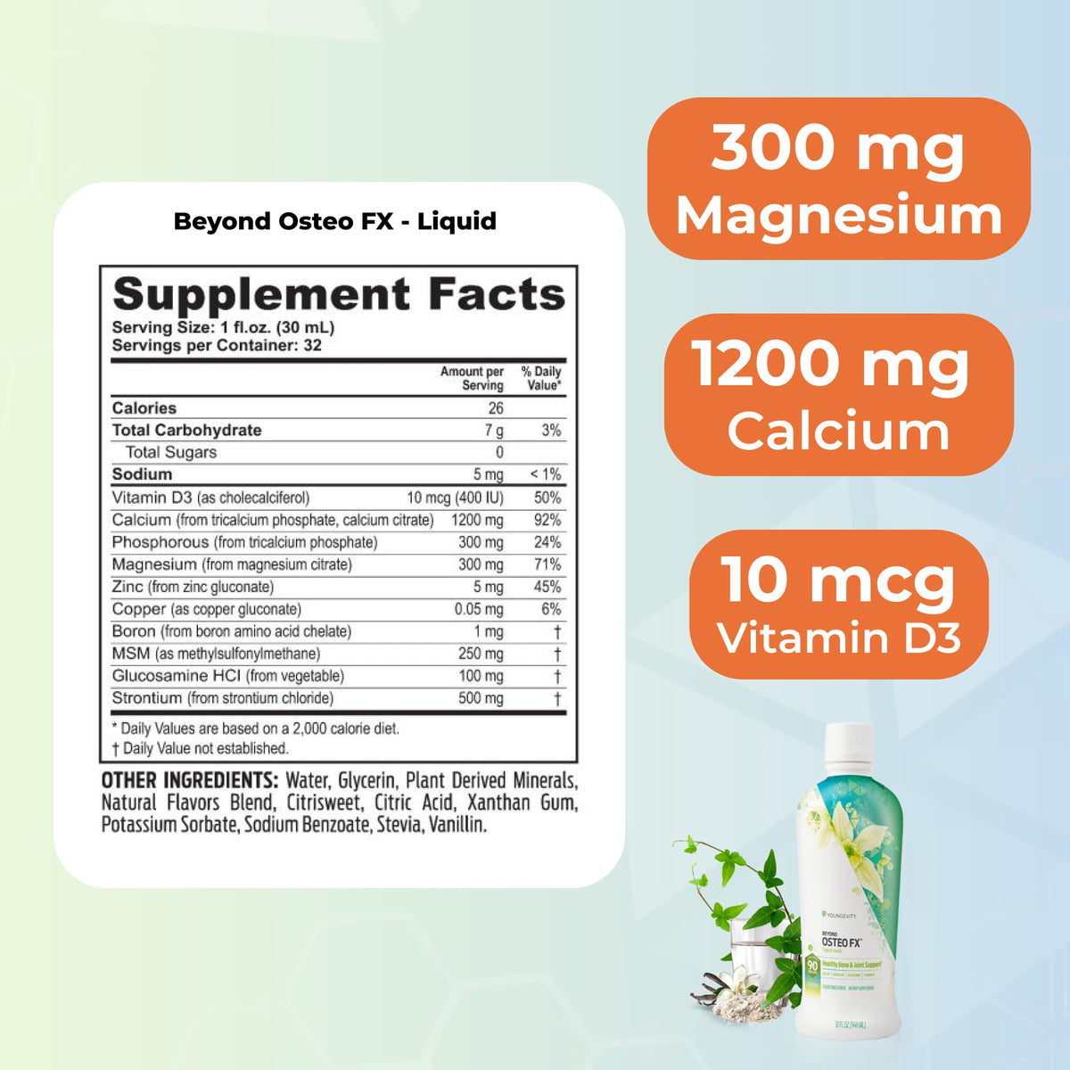 Youngevity Beyond Osteo-FX bouteille vue de côté