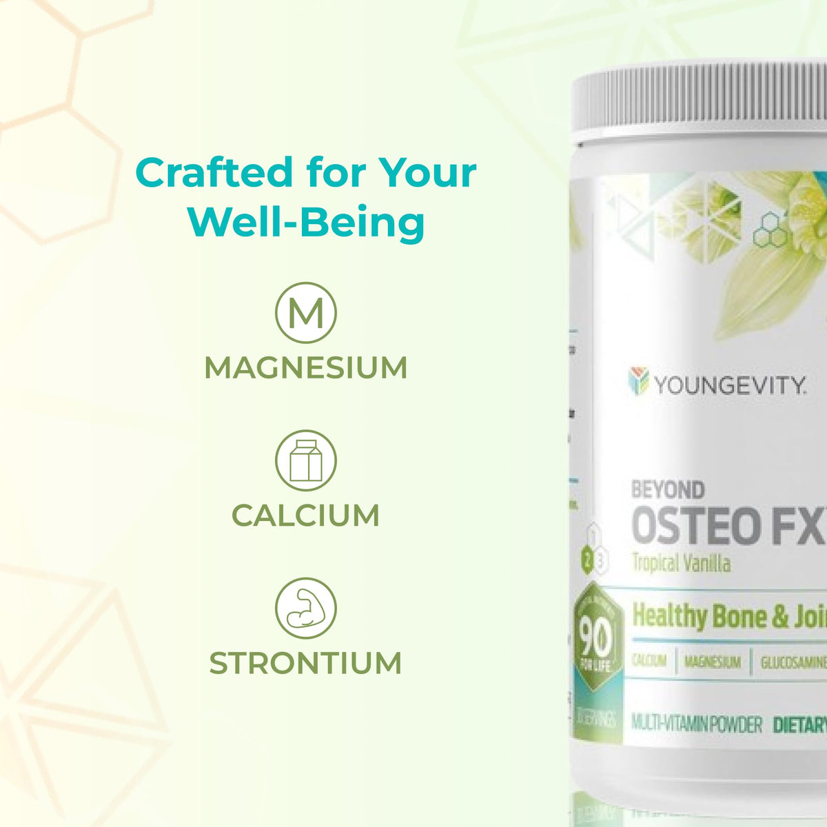 Youngevity Beyond Osteo FX poudre multivitamine étiquette détaillée