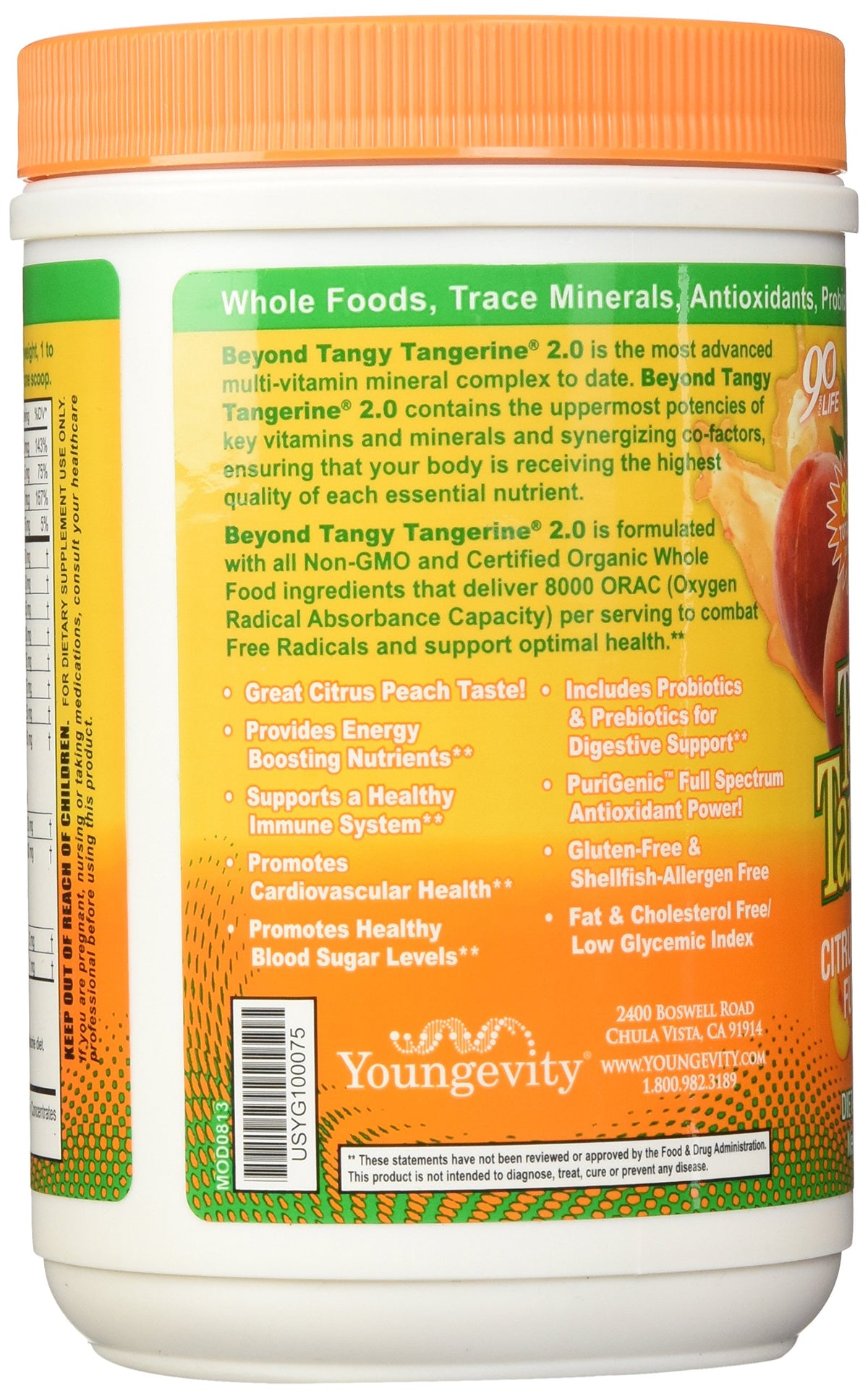 Youngevity Beyond Tangy Tangerine 2.0 canister on a kitchen counter