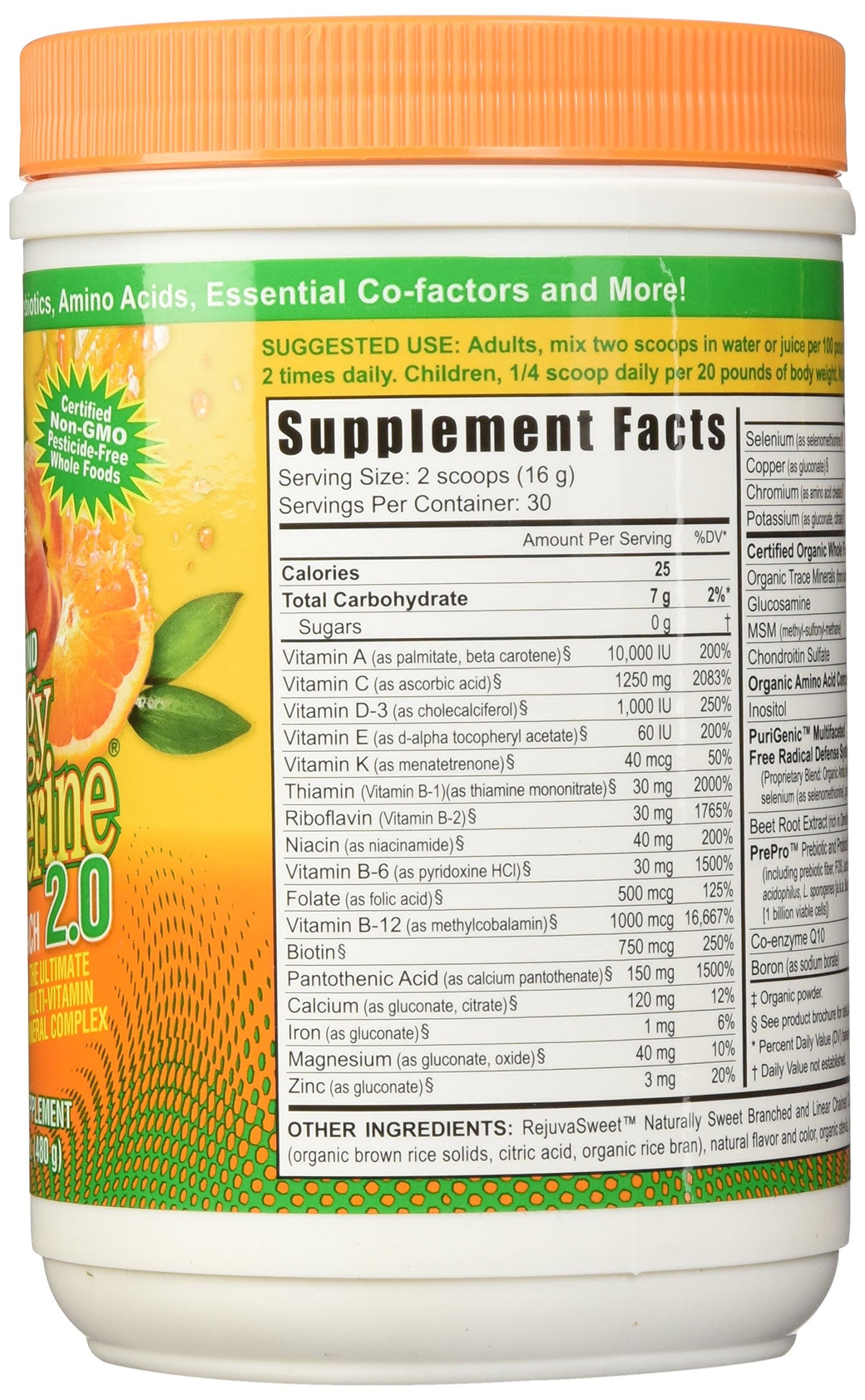 Youngevity Beyond Tangy Tangerine 2.0 canister side view