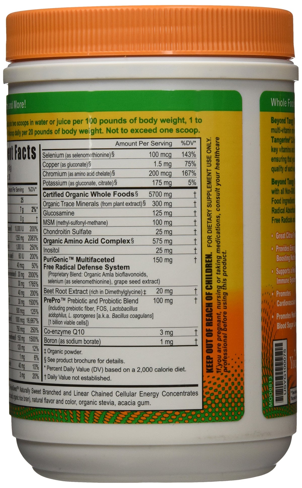 Youngevity Beyond Tangy Tangerine 2.0 Poudre Multivitaminée avec cuillère doseuse