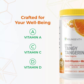 Youngevity Beyond Tangy Tangerine 2.5 poudre dans un verre d'eau