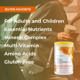 Youngevity Beyond Tangy Tangerine 2.5 poudre multivitaminée, vue de côté