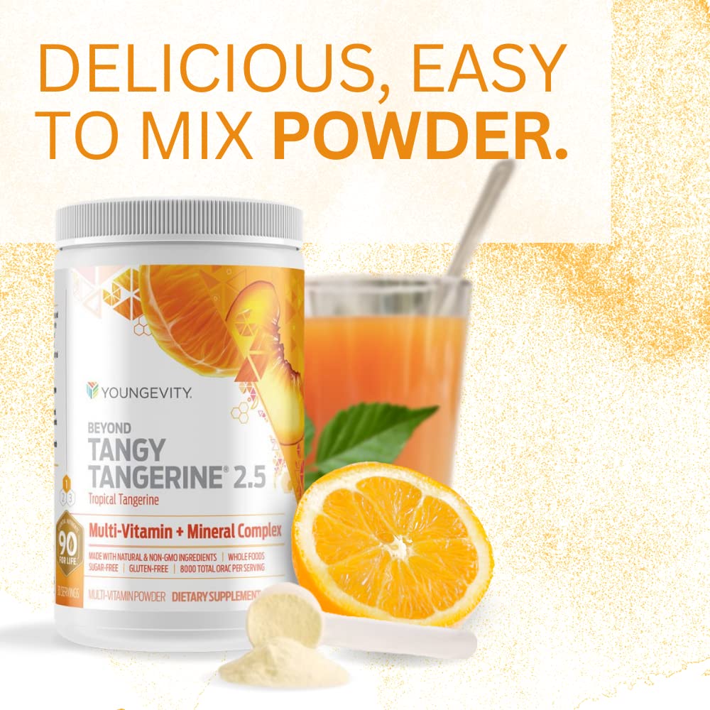 Youngevity Beyond Tangy Tangerine 2.5 sur un plan de travail