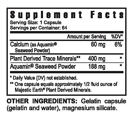 Youngevity Capsules Minérales 70+ Minéraux Trace, vue arrière de l'emballage
