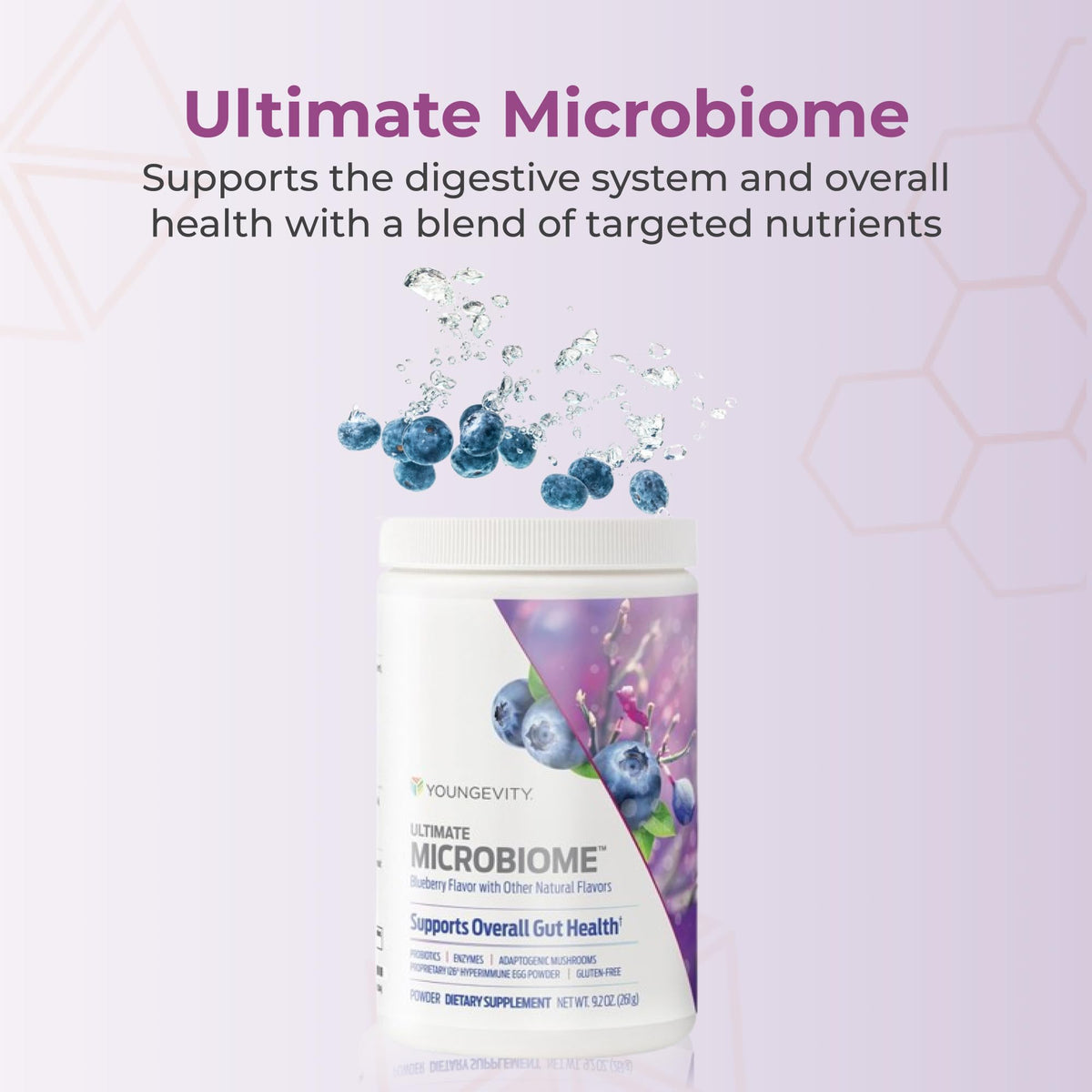 Youngevity Complément Alimentaire Microbiome - vue arrière avec ingrédients