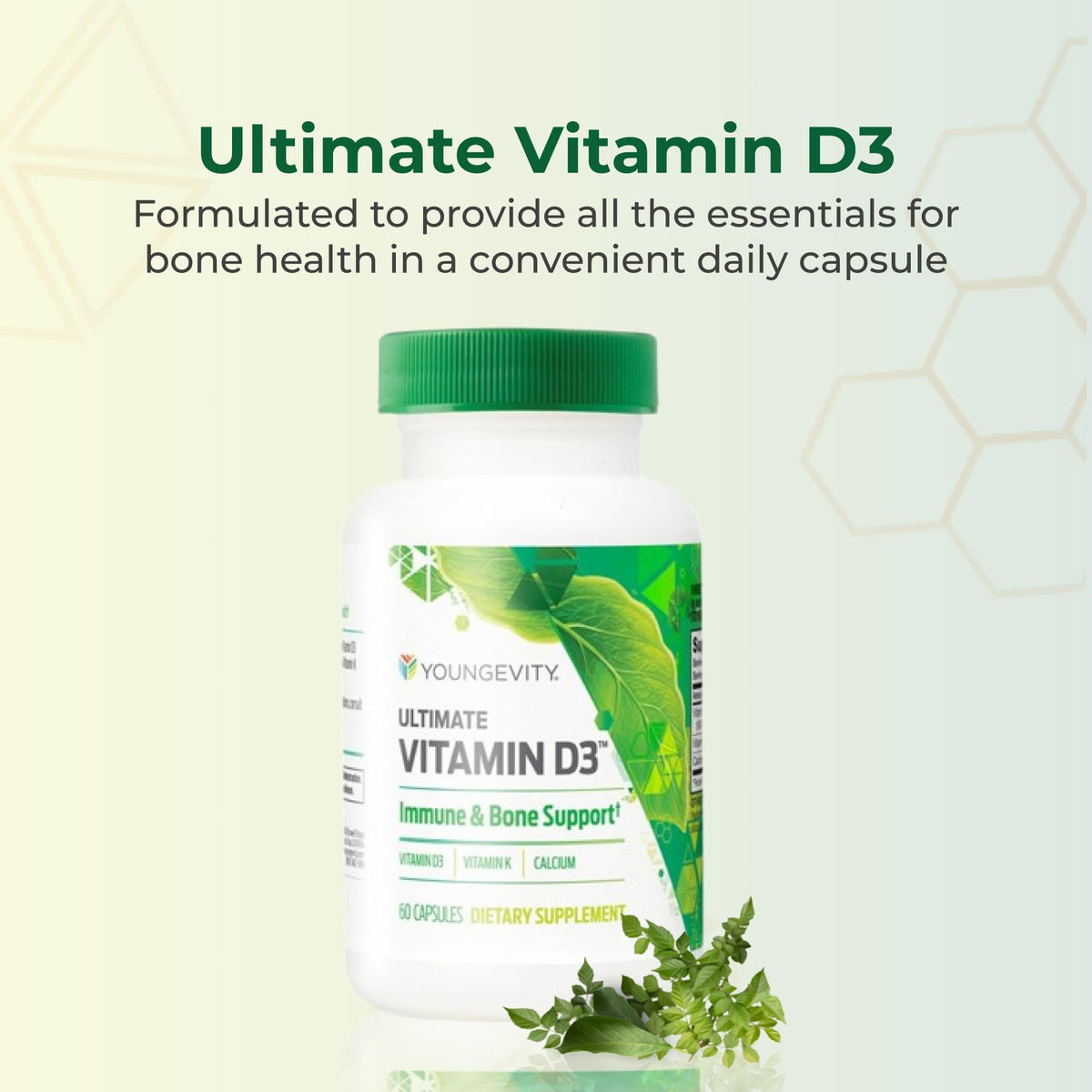 Youngevity D3 K2 5000 UI 60 Capsules arrière de l'emballage