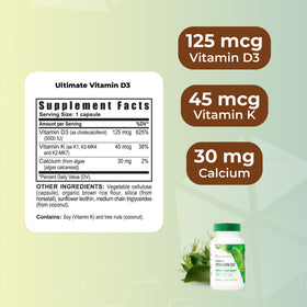 Youngevity D3 K2 5000 UI 60 Capsules côté de l'emballage