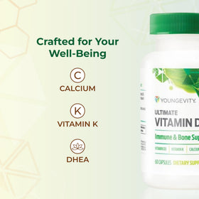 Youngevity D3 K2 5000 UI capsules avec un verre d'eau