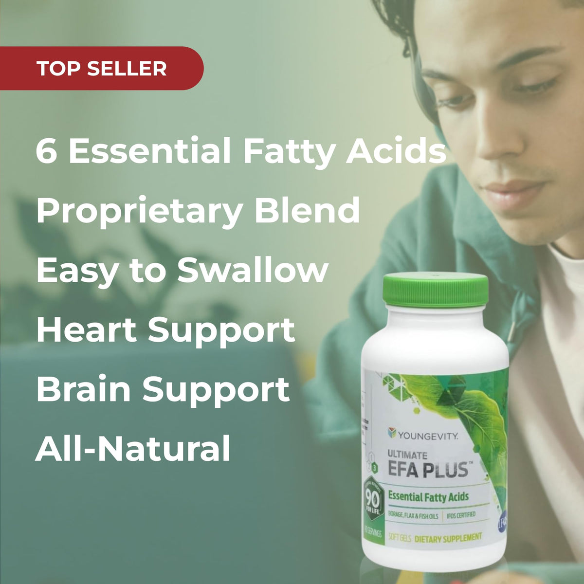 Youngevity EFA Plus Omega 3 6 9 gélules ouvertes
