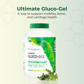 Youngevity Gluco-Gel capsules sur une table