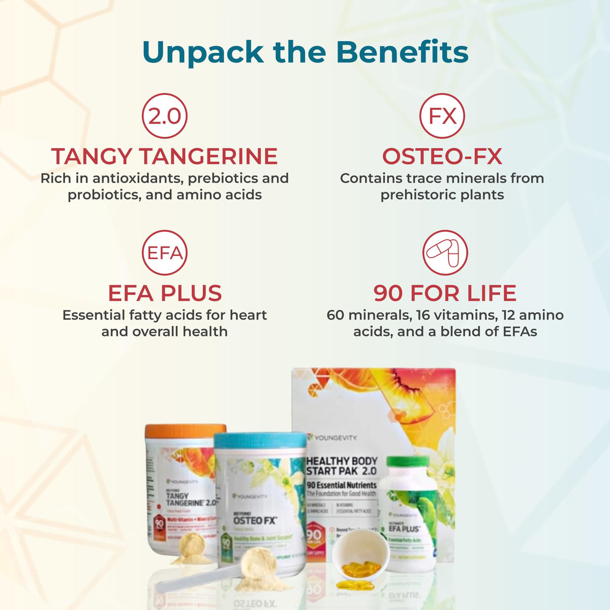 Youngevity Healthy Body Start Pak 2.0 sur une table
