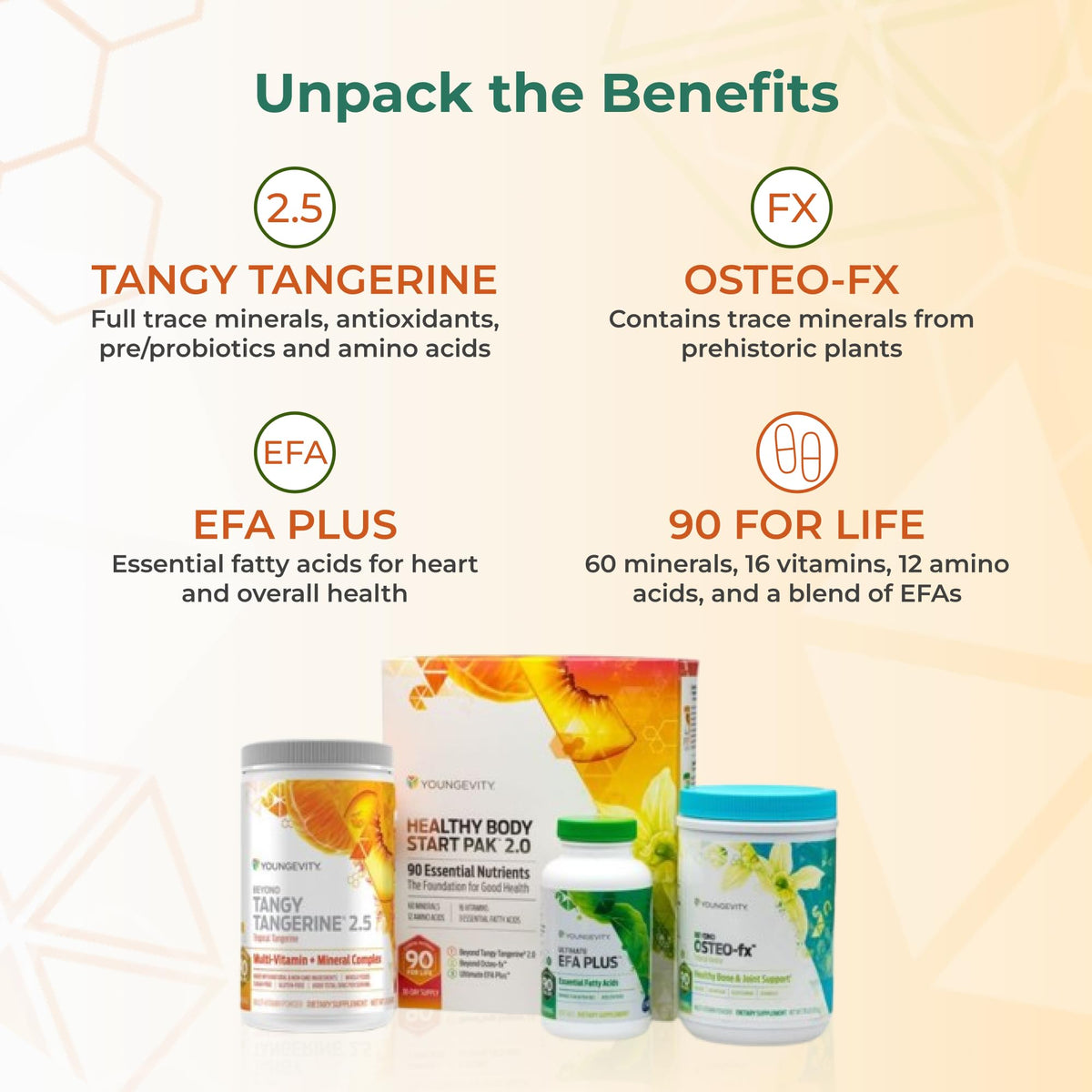 Youngevity Healthy Body Start Pak 2.5 avec produit à côté
