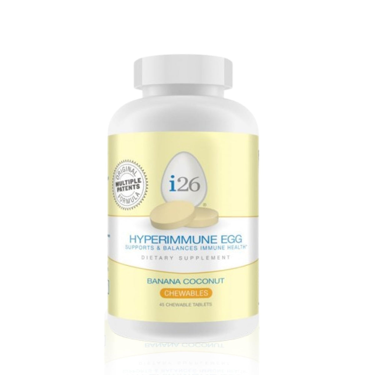 Youngevity i26 Hyperimmune Egg Chewables boîte de 45 comprimés goût banane coco