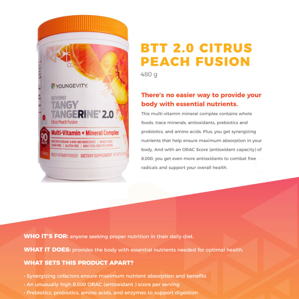 Youngevity Multivitamine 2.0 Pêche Citron en utilisation