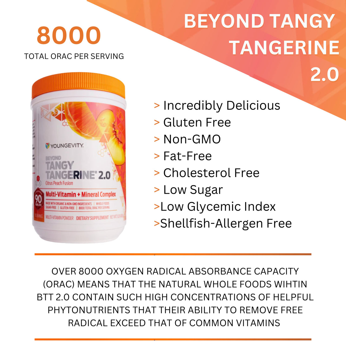 Youngevity Multivitamine 2.0 Pêche Citron ingrédients naturels