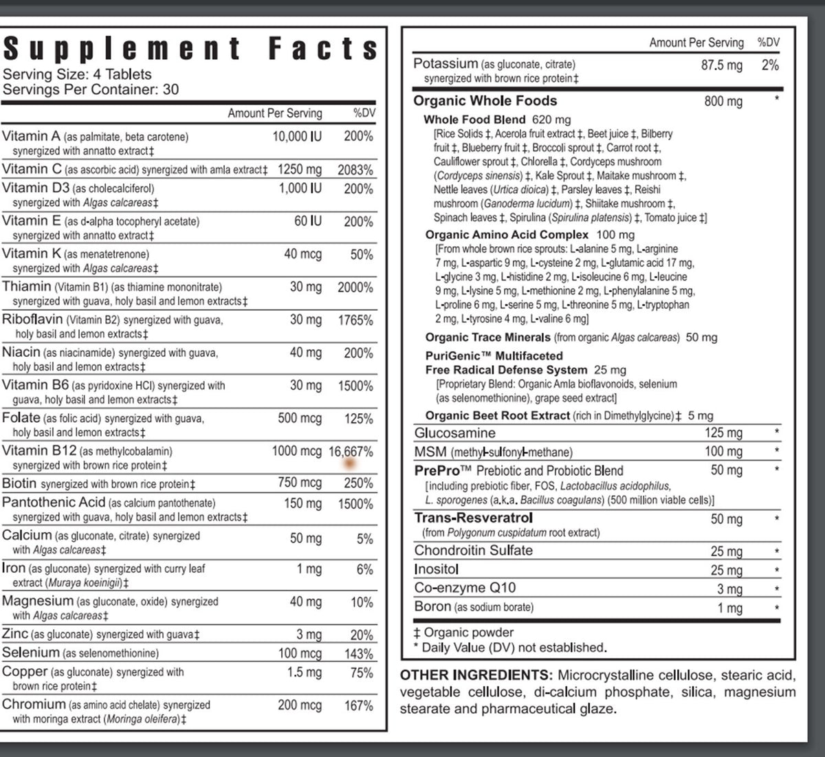 Youngevity Multivitamines 120 Comprimés vue de face