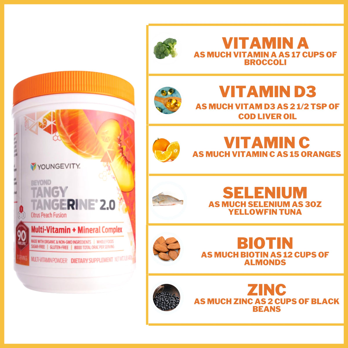 Youngevity Multivitamines Citrus Pêche 6 Pack ouvert