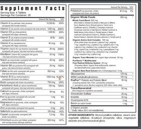 Youngevity Multivitamines Minérales 120 comprimés, côté gauche