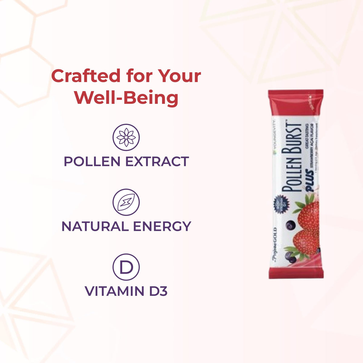 Youngevity Pollen Burst avec un verre d'eau pour préparation