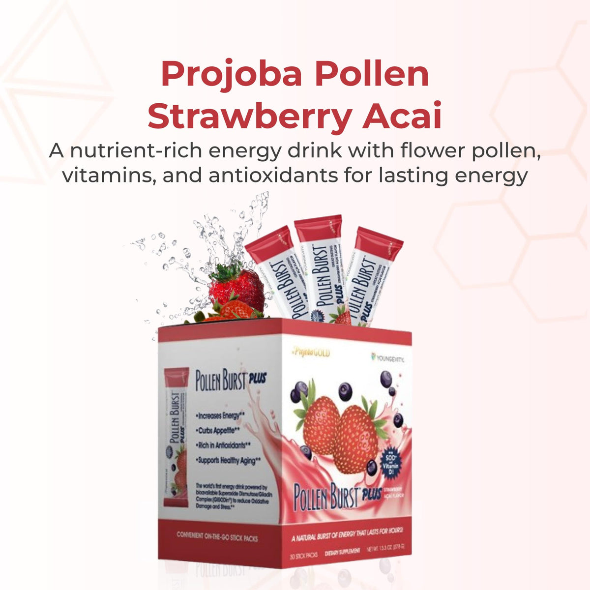 Youngevity Pollen Burst sachet individuel au goût de fraise acai
