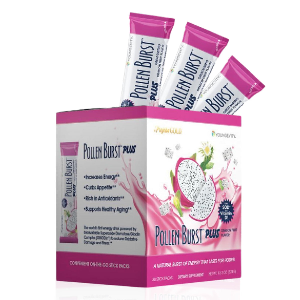 Youngevity ProJoba Pollen Burst boîte de 30 sachets vue de face