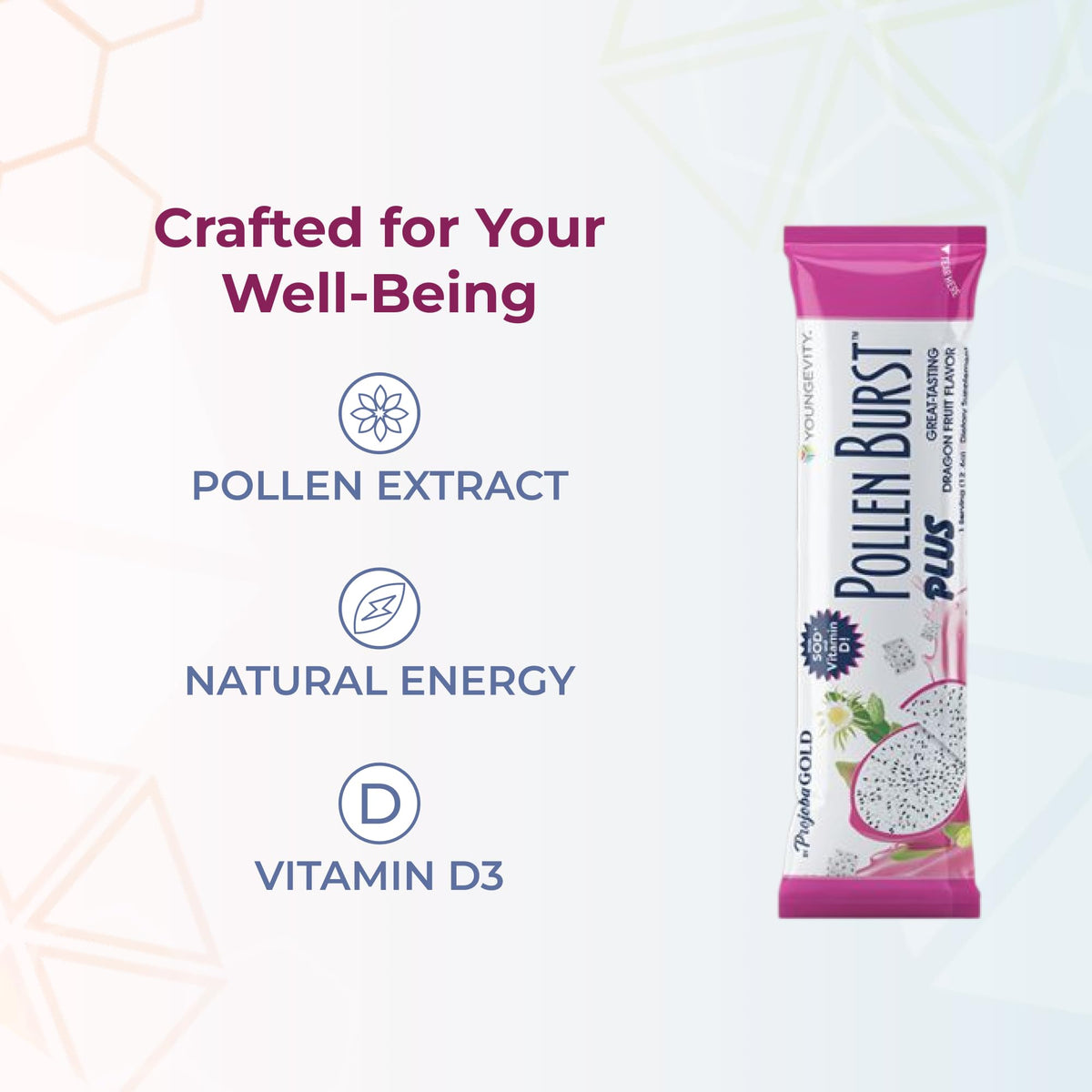 Youngevity ProJoba Pollen Burst étiquette détaillant les ingrédients