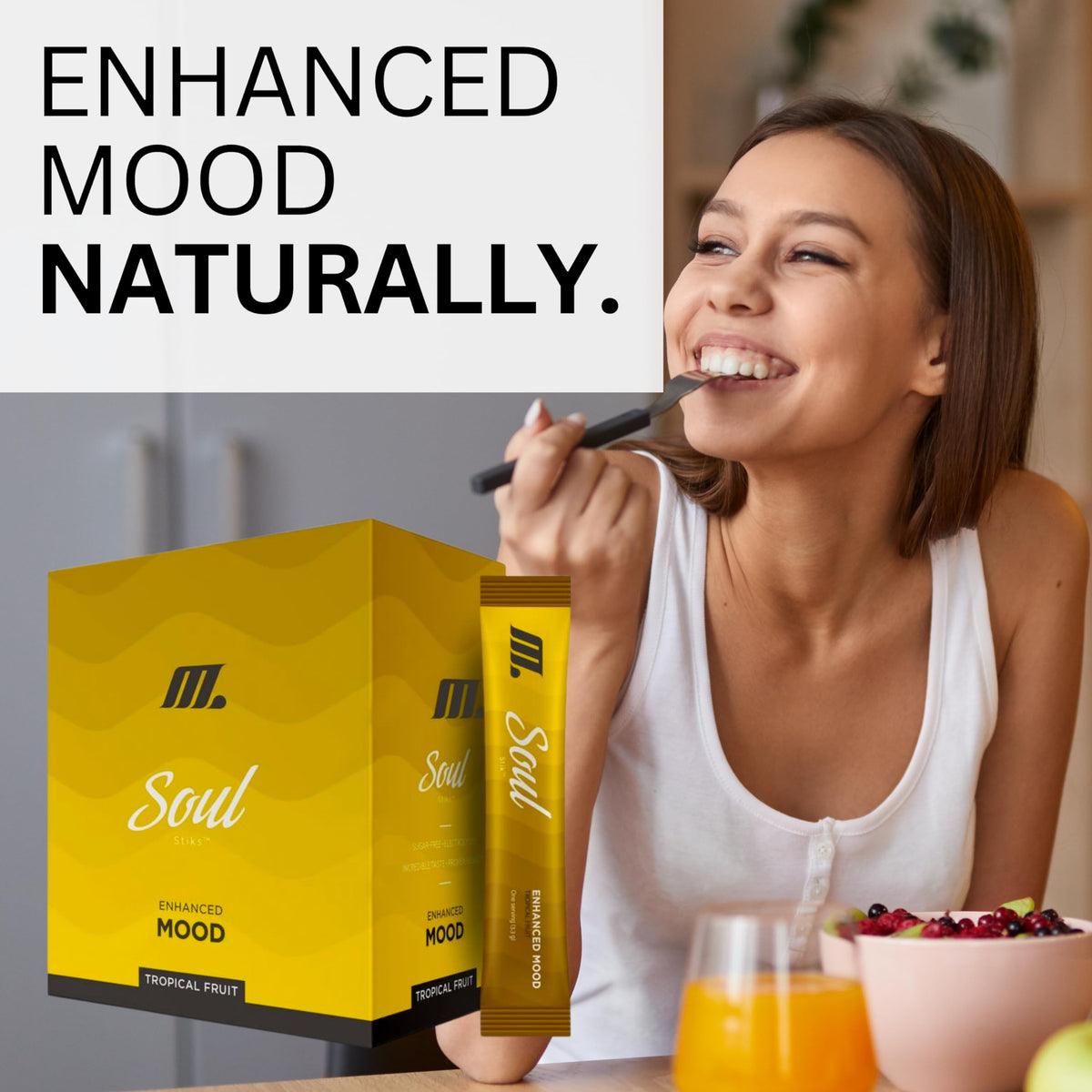 Youngevity Soul Mood Powder Tropical Fruit sachets close-up