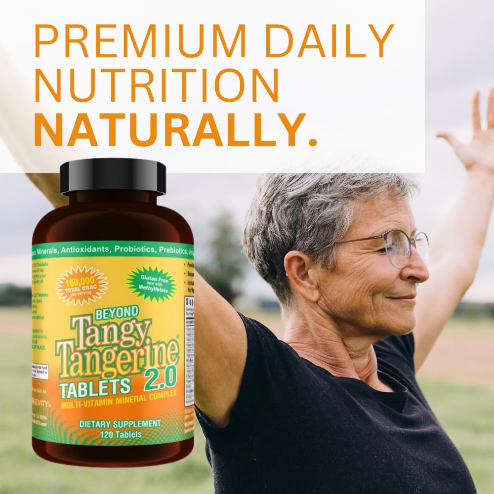 Youngevity Tangy Tangerine 2.0 comprimés sur un fond blanc