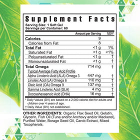 Youngevity Ultimate EFA Omega 3 6 9 Gélules, contenant ouvert montrant les gélules