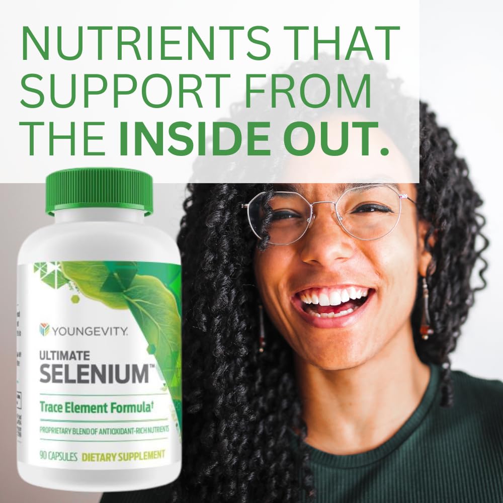 Youngevity Ultimate Selenium capsules sur un fond neutre